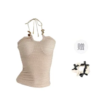 TORIGHT Camisole Women's Apricot+Bowknot Hair Tie Comes With