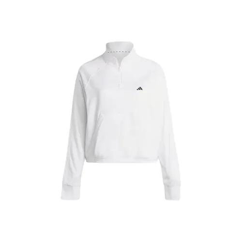 Adidas AEROREADY AEROREADY GAME & GO QUARTER-ZIP FLEECE TOP Sweatshirt Women's White