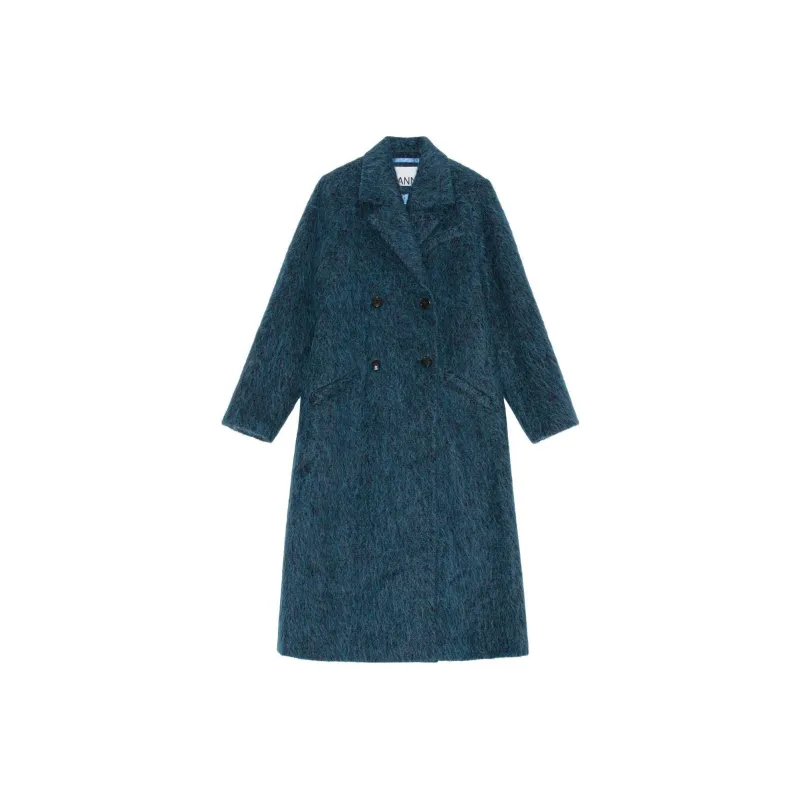 GANNI Brushed Double-breasted Coat-0