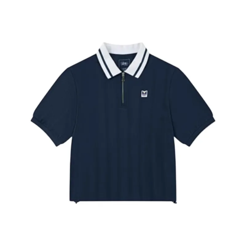 QIAODAN Sports Life Collection Polo Shirt Women's Night Ink Blue-0