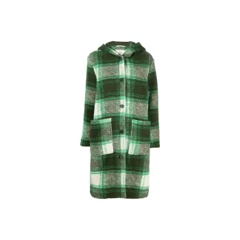 WOOLRICH Checked Hooded Wool blend Coat