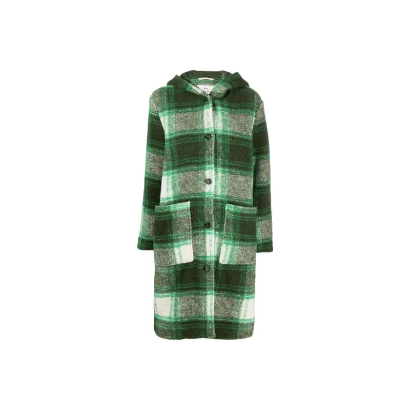 WOOLRICH Checked Hooded Wool blend Coat-0