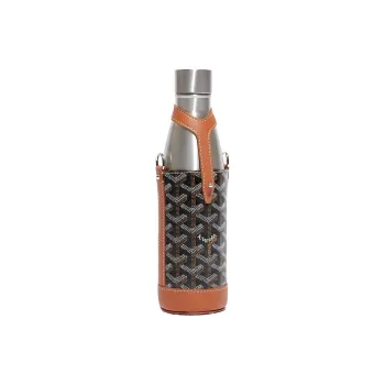 GOYARD YONNE Canvas With Calfskin Water Bottle Bag Shoulder Bag Crossbody Bag Medium Size Unisex Black & Brown