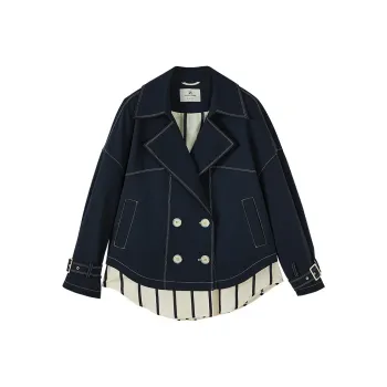 XIANGYING Jackets Coats Women's Navy Blue