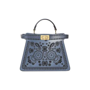 FENDI Peekaboo ISeeU Calfskin One Shoulder Handbag Small Size Women's Blue