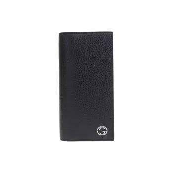 GUCCI Leather Wallet Men's Black & Blue