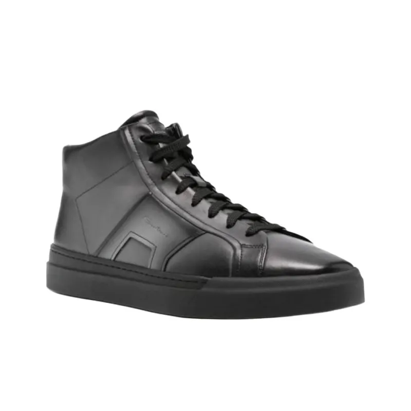 Santoni High Top Skateboard Shoes Men's Black-2
