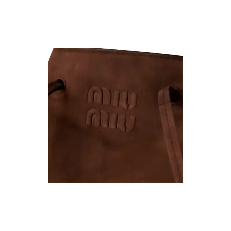 MIU MIU Lambskin Bucket Bag, Handbag, Shoulder Bag Mini Women's Cocoa Brown-3
