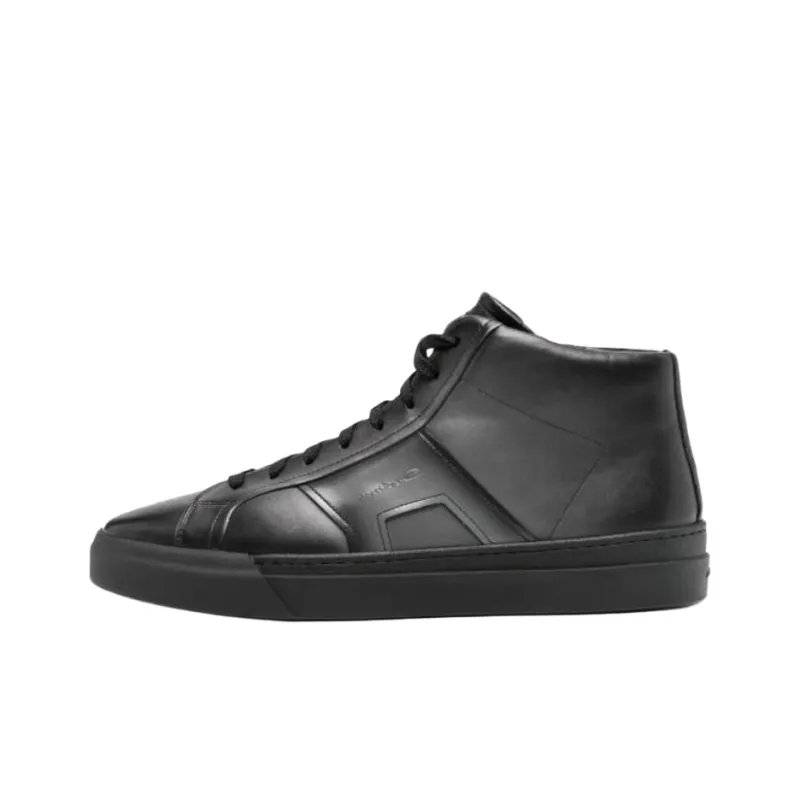 Santoni High Top Skateboard Shoes Men's Black-0