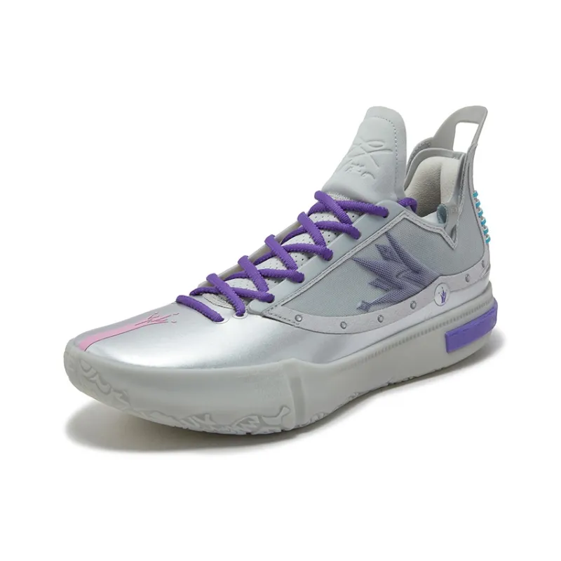 361° Joker 1 GT Basketball Shoes Men Mid Top Silver White/Wild Rose-2