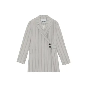 GANNI Business Suits Coats Women's Gray White