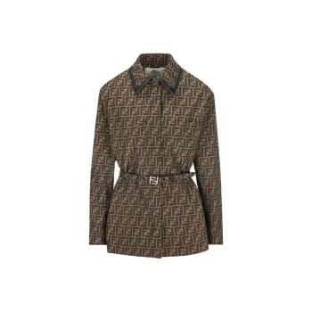 FENDI Ff Jacquard Belted Waist Jacket