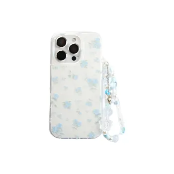 Sopi Acrylic Material Blue Bowknot Rose Floral Phone Cases Compatible With IPhone 16/15 Pro Max/Apple 13/14 Pro/Max