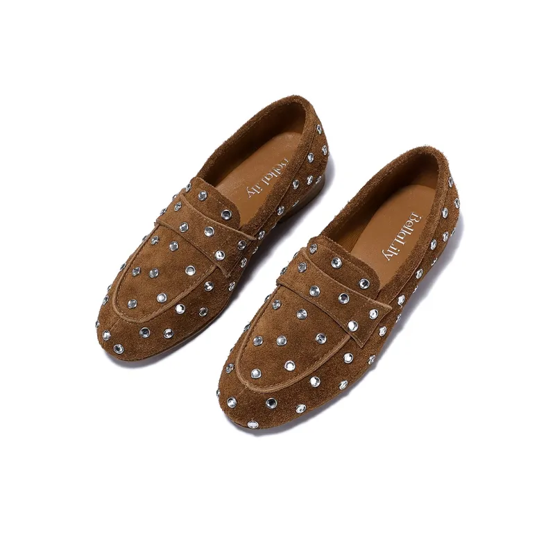 BELLALILY Loafers Women's Pink, Coffee-2