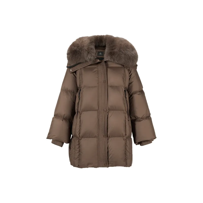 XIANGYING Down Jacket Women's Coffee-0