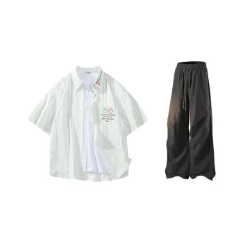 OGEK Casual Sportswear Unisex Green Shirt+Black Pants