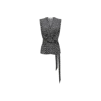 DVF Diane Von Furstenberg Rachael Graphic-print Wrap Top