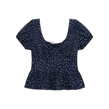 GLEE DIARY Shirt Women's Blue Polka Dot