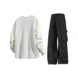 Ecru Knitwear+Black Pants