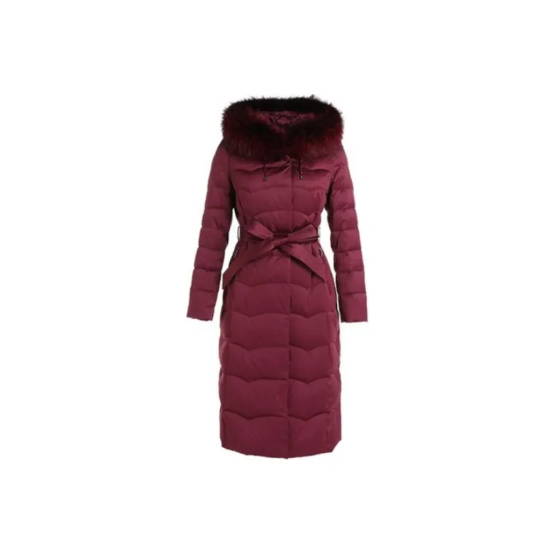 QIAOWANNI Down Jacket Women's Deep Garnet Red-0