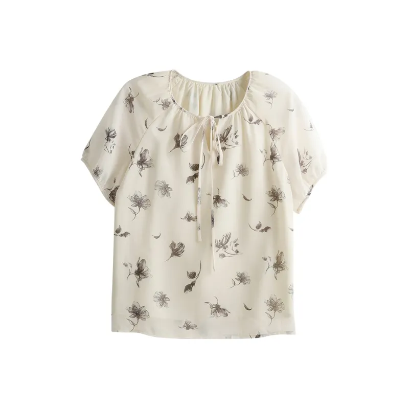 She Enjoys Chiffon Shirt Women's Ecru-0
