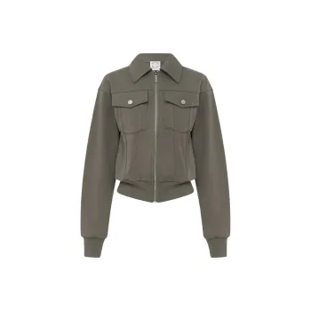 WITH JEAN SS25 Lexa Zip Through Jackets Coats Women's Charcoal Gray