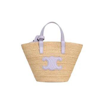 CELINE Raffia Straw Bag Handbag Women's Light Purple