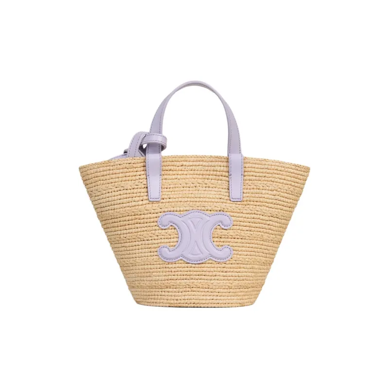 CELINE Raffia Straw Bag Handbag 50 Women's Light Purple-0