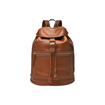 FOSSIL Leather Backpack Men's Medium Brown