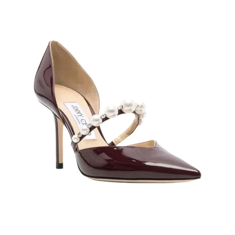 Jimmy Choo Aurelie Slim Heel High Heels 8.5cm Women's Burgundy-2