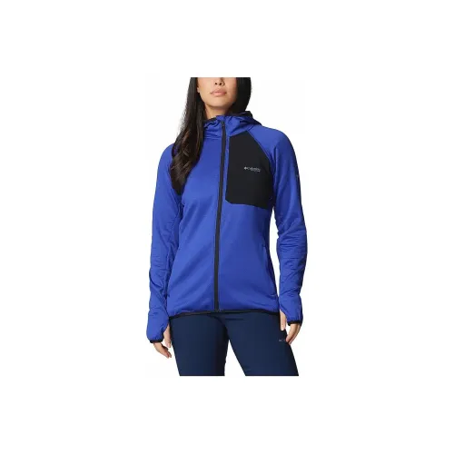 Columbia Triple Canyon Women'ss Blue Grid Sweat-shirt Hooded FZ Burton Coats Women's Iron Thread Lotus Blue