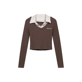 PAIN OR PLEASURE Spring And Fall Season Knitwear Women's Brown