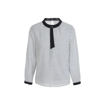 QIAOWANNI Shirt Women's Vintage Polka Dot Pattern