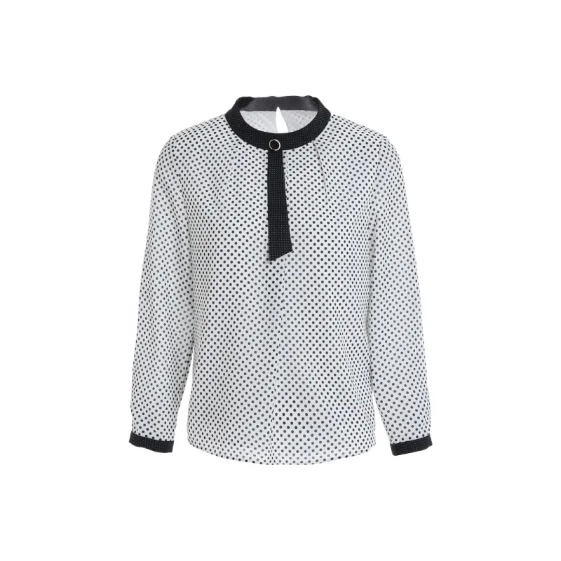 QIAOWANNI Shirt Women's Vintage Polka Dot Pattern-0