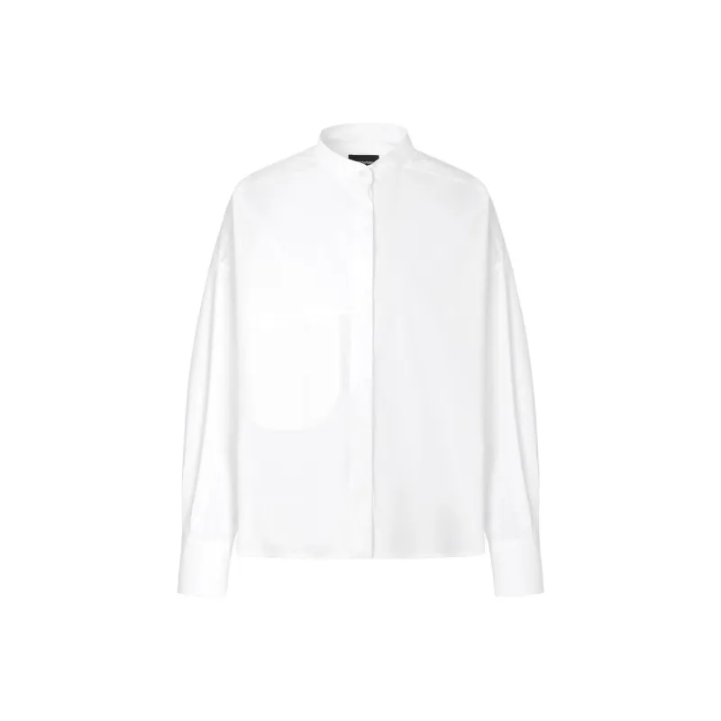 EMPORIO ARMANI Pure Cotton Shirt With Guru Collar-0
