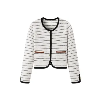 PEACEBIRD Knitwear Women's Black White Stripes