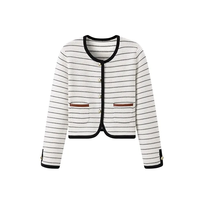 PEACEBIRD Knitwear Women's Black White Stripes-0