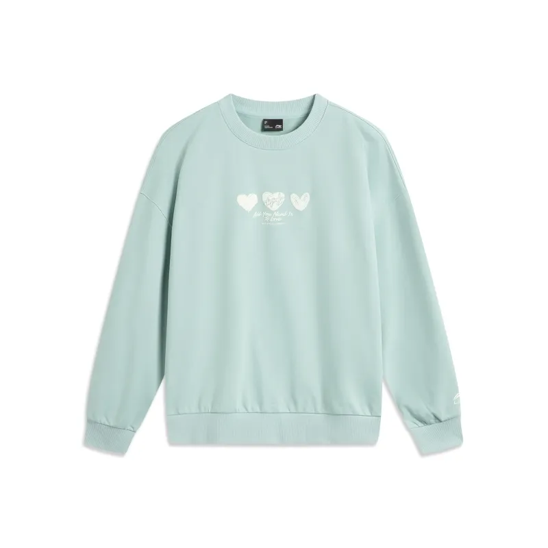 LiNing Sports Life Collection Sweatshirt Women's Feather Green Yarn-0