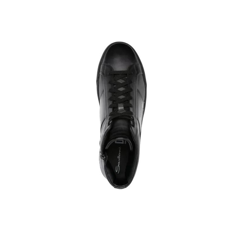 Santoni High Top Skateboard Shoes Men's Black-4