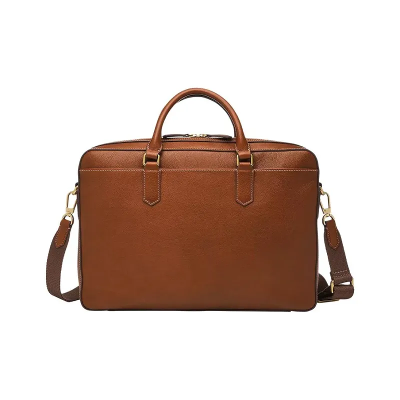 FOSSIL Leather Portable One Shoulder Briefcase Men's Medium Brown-1