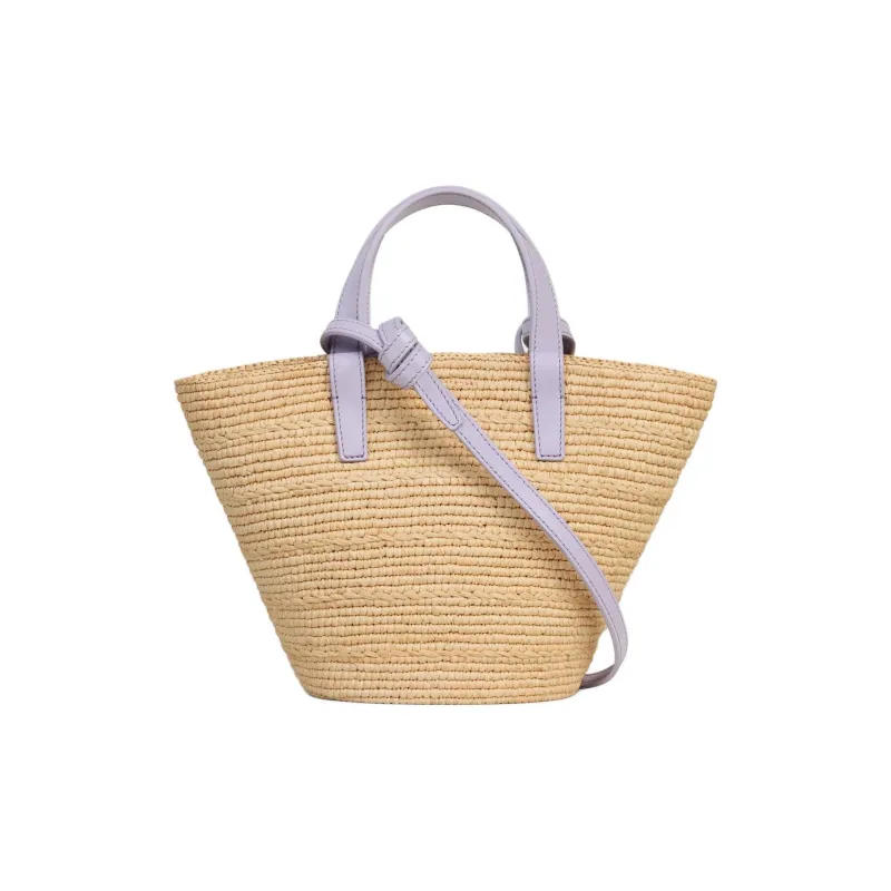 CELINE Raffia Straw Bag Handbag 50 Women's Light Purple-2