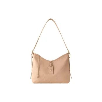 LOUIS VUITTON Carryall Grained Calfskin Shoulder Bag Small Size Women's Sand