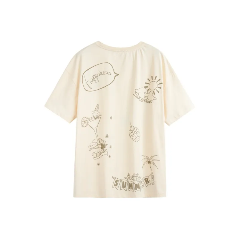 ZIHAN T Shirt Women's Beige Gold-1
