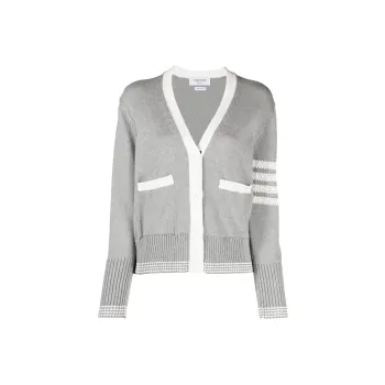 THOM BROWNE 4 Bar Stripe V Neck Cardigan