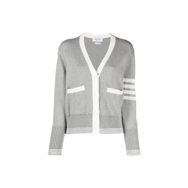THOM BROWNE 4 Bar Stripe V Neck Cardigan-0