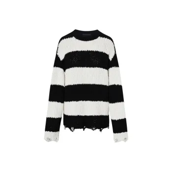 MOCO Knitwear Women's Black White Stripes