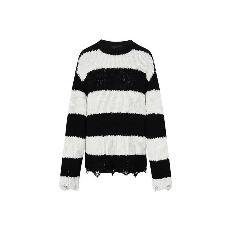 MOCO Knitwear Women's Black White Stripes-0