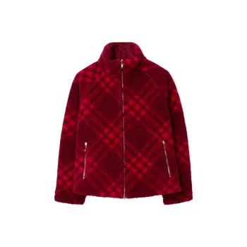 Burberry Checked Reversible Fleece Bomber Jacket