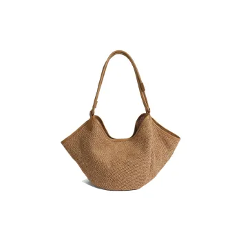 Bullrun Raffia Shoulder Bag Regular Women's Apricot/Black