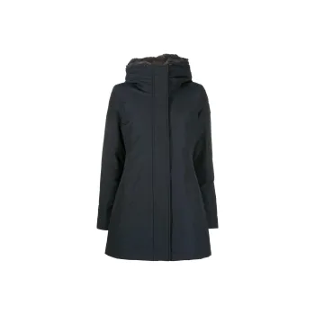 WOOLRICH Logo Patch Zip Up Padded Coat